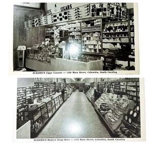 Eckerd's Modern Drug Store Cigar Counter Postcards Columbia SC Vintage 4558 4559
